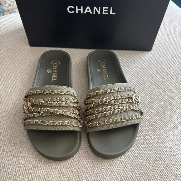 Chanel Khaki Mules - Picture 2 of 6
